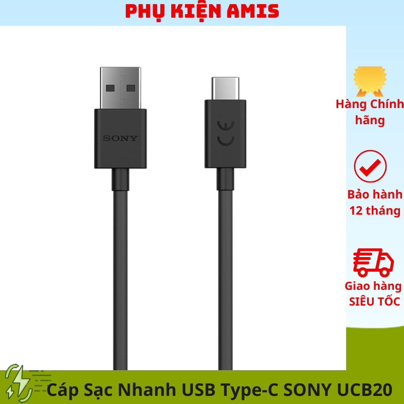 Cáp sạc nhanh usb type-c sony xperia xz-xz1-xzs-xa1-za1ultra, dây sạc nhanh sony ucb20 dài 1m
