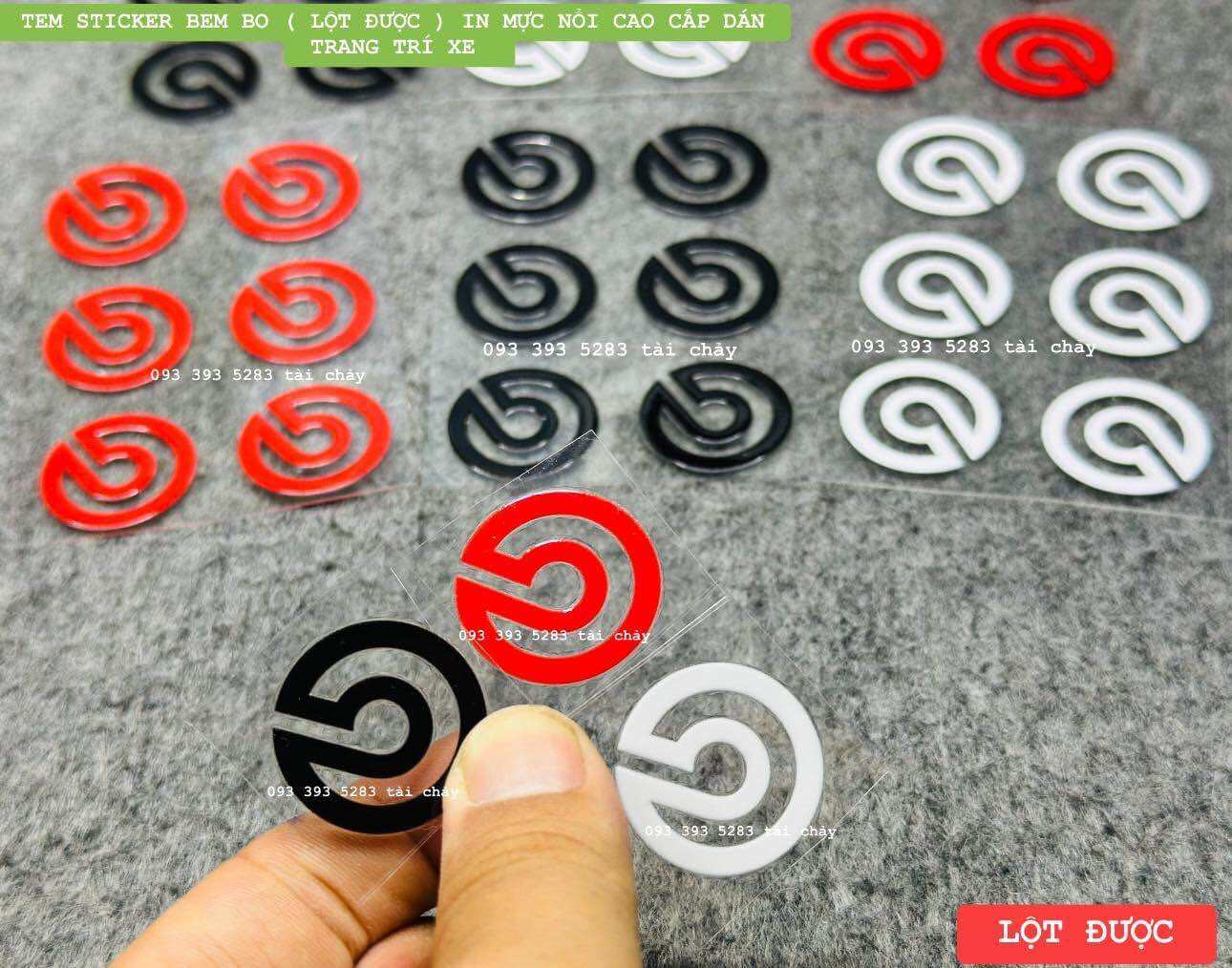 [ 1 TEM ] TEM STICKER BEMBO ( LỘT ĐƯỢC ) IN MỰC NỔI CAO CẤP DÁN TRANG TRÍ XE