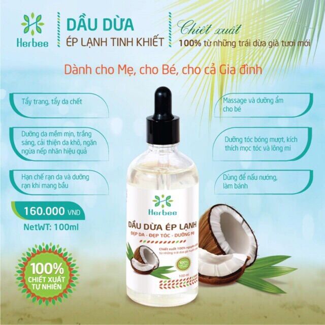 Dầu Dừa Ép Lạnh Tinh Khiết Herbee