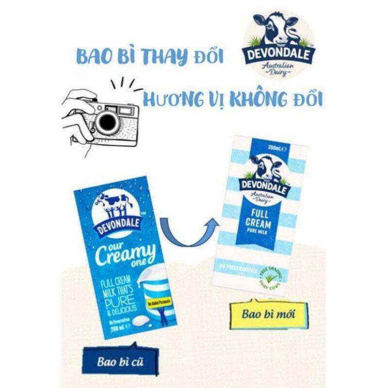 Thùng sữa Devondale nguyên kem Úc 24 hộp (24hộp x200ml)