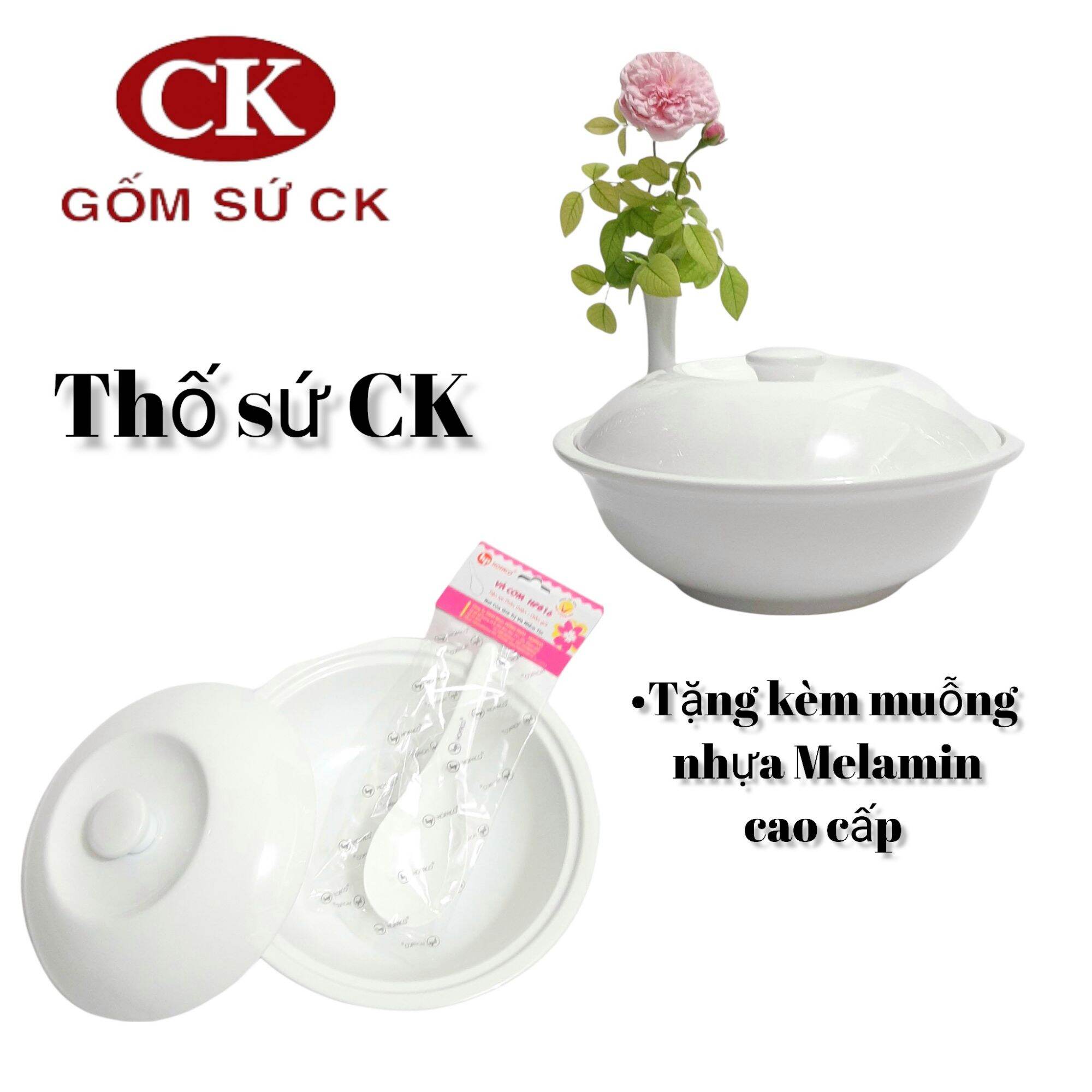 Thố sứ lớn đựng cơm, soup gốm sứ CK Việt Nam