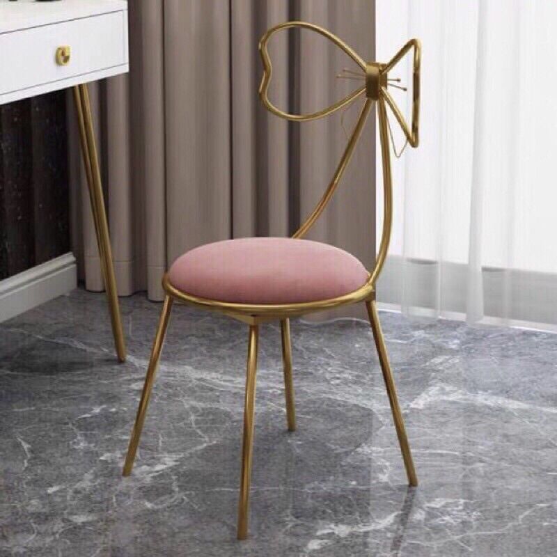 GHẾ NGỒI TRANG ĐIỂM HÌNH NƠ SIÊU ĐẸP KIỂU DÁNG CHÂU ÂU