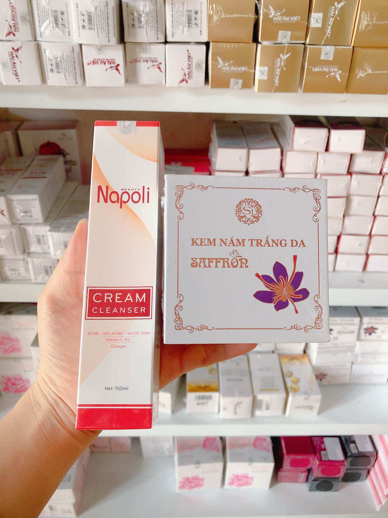 Combo sữa rửa mặt và kem nám saffron hải âu việt