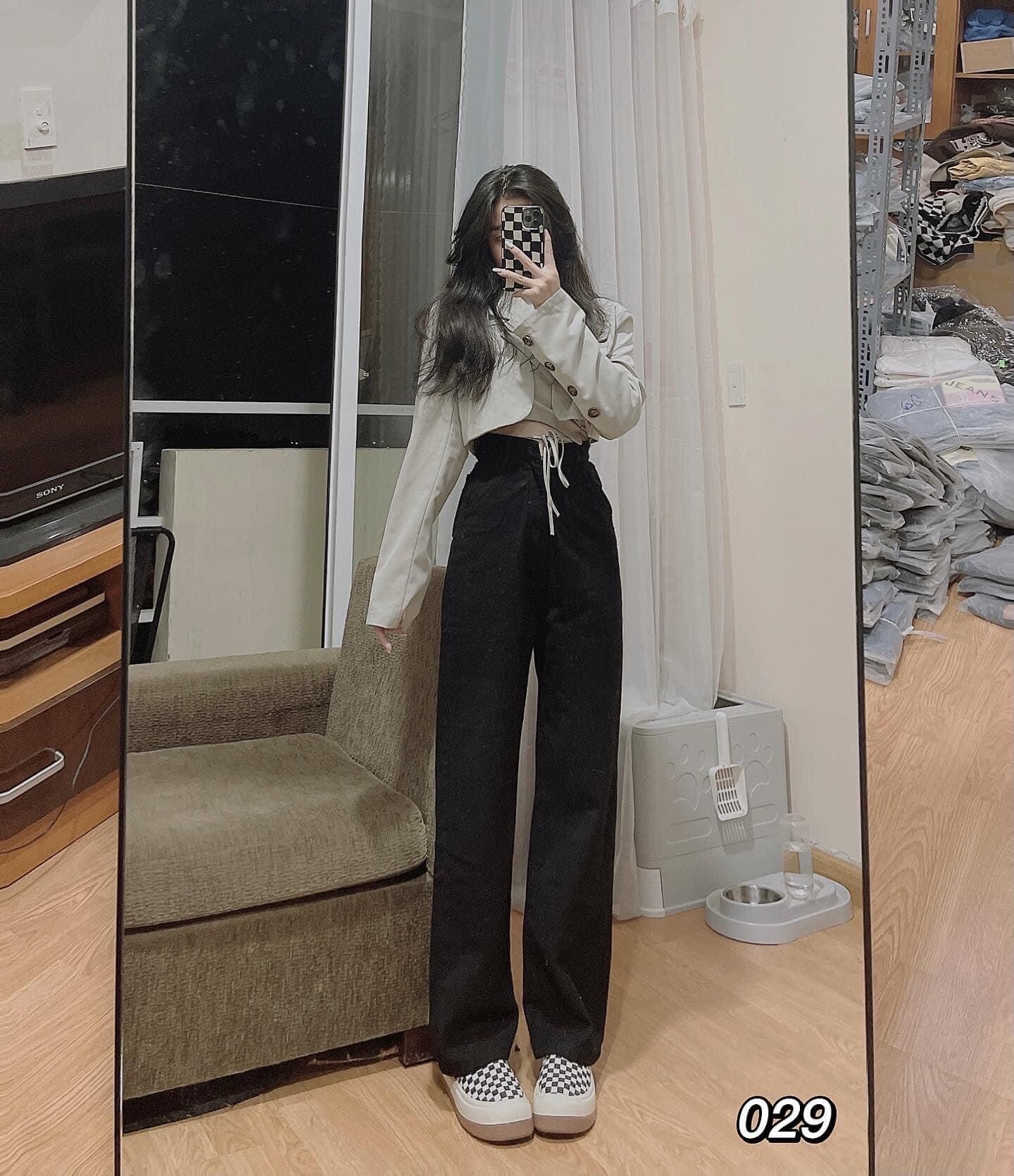 Baggy Jeans Lưng Cao Ống Suông