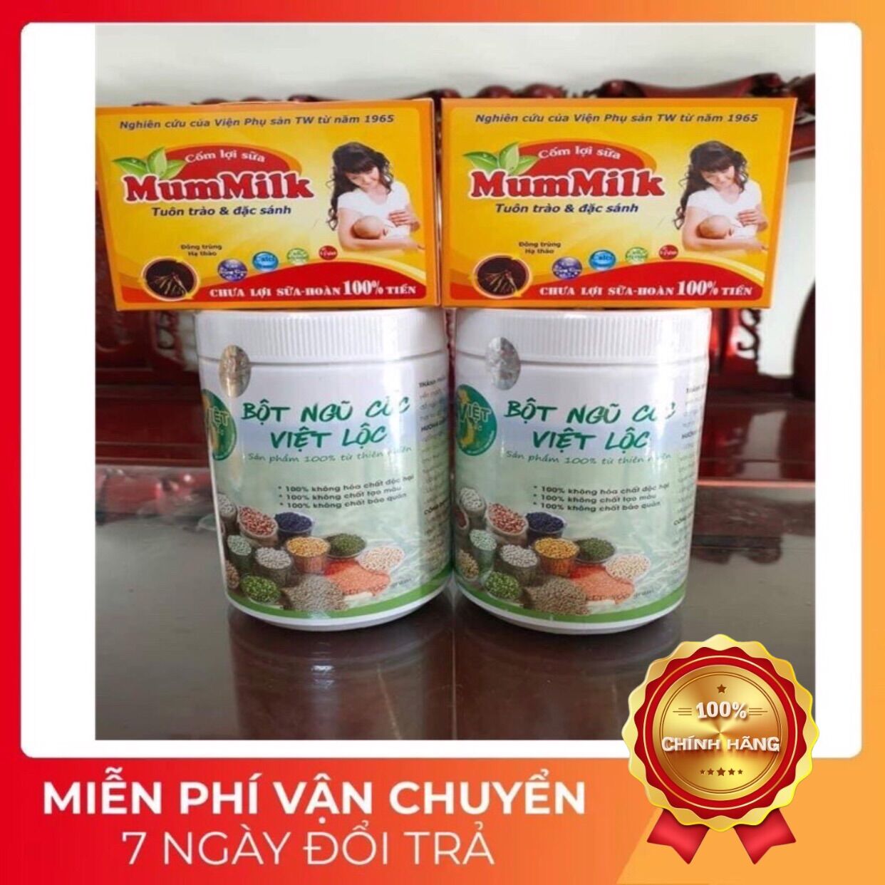 ngũ cốc việt lộc kèm 2 cốm mummilk [ 1Kg + 2 hộp cốm ]