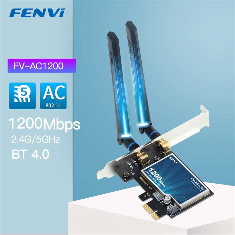 Fenvi 1200Mbps Không Dây Wifi Thẻ Pcie Adapter FV-AC1200 Dual Band 2.4Ghz/5Ghz 802.11ac Cho Bluetooth4.0 Wifi Adapter Win7/10/11