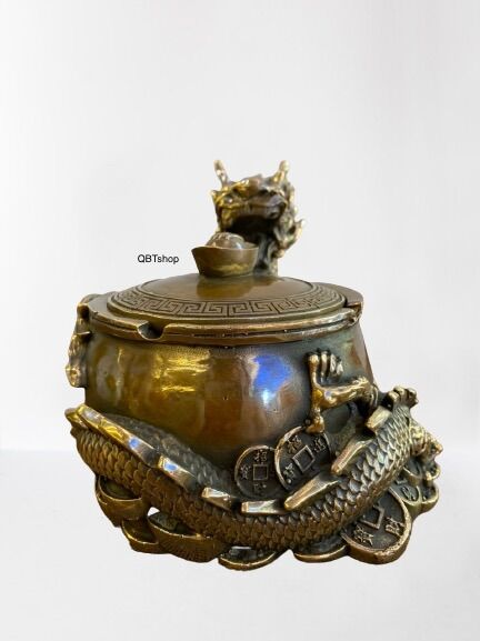 Gạt tàn hình rồng bằng đồng phong thuỷ
