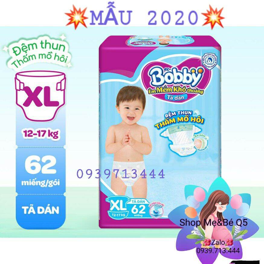[HCM]??TÃ DÁN BOBBY ĐỆM THUN THẤM MỒ HÔI SIZE XL 62 MIẾNG