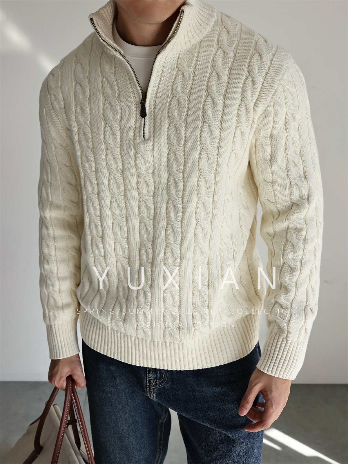 100% Combed Cotton Vintage Half-Zip Knit Sweater Giá 1,388,000 Đồng*Miễn phí vận chuyển
