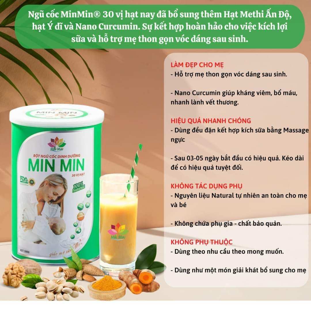 Ngũ cốc Min Min, Ngũ cốc lợi sữa Min Min 30 hạt chính hãng