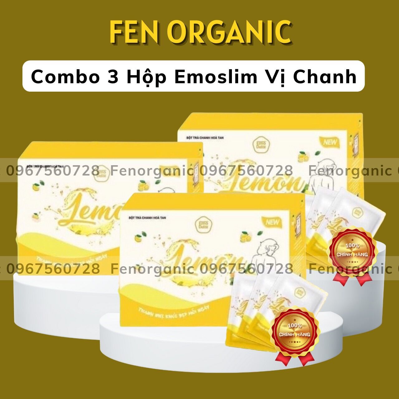 Combo 3 Hộp Nước Uống Giảm Cân Emodetox Vị Chanh Detox/ KÈM QUÀ TẶNG
