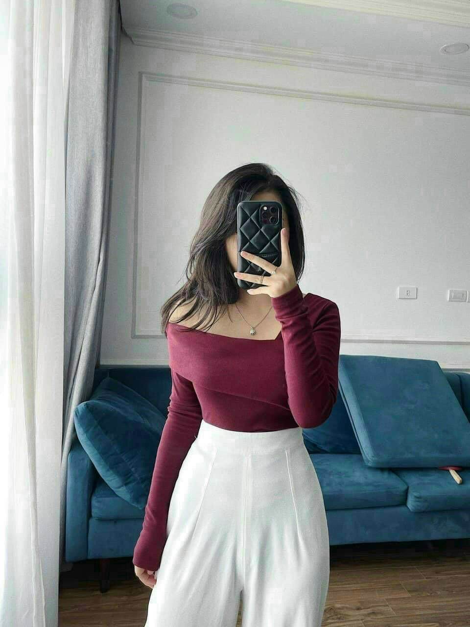 Áo tay dài chanh xả lệch 1 vai