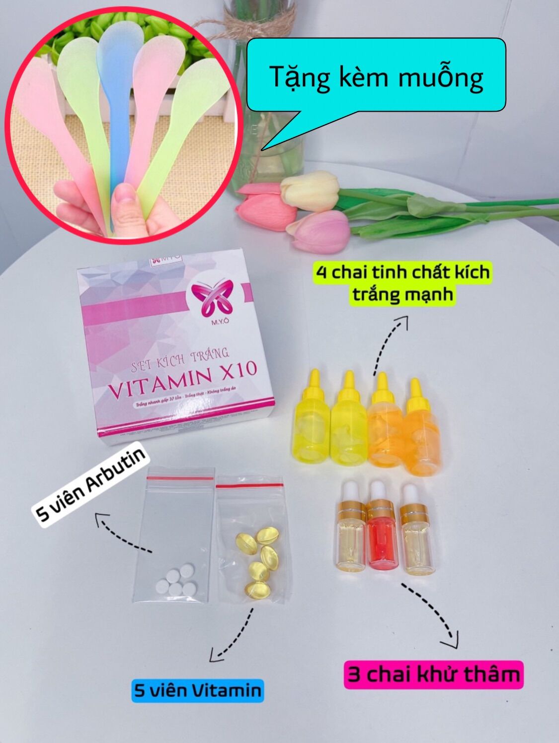 Giá sỉ set kích trắng vitamin x10 myô