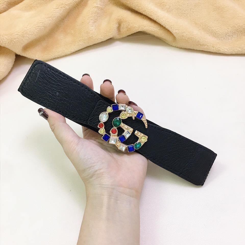 Dây nịt- Thắt lưng- Đai váy Gucci đá màu bản 3,5cm lưng thun co dãn tuỳ theo vòng eo của cơ thể