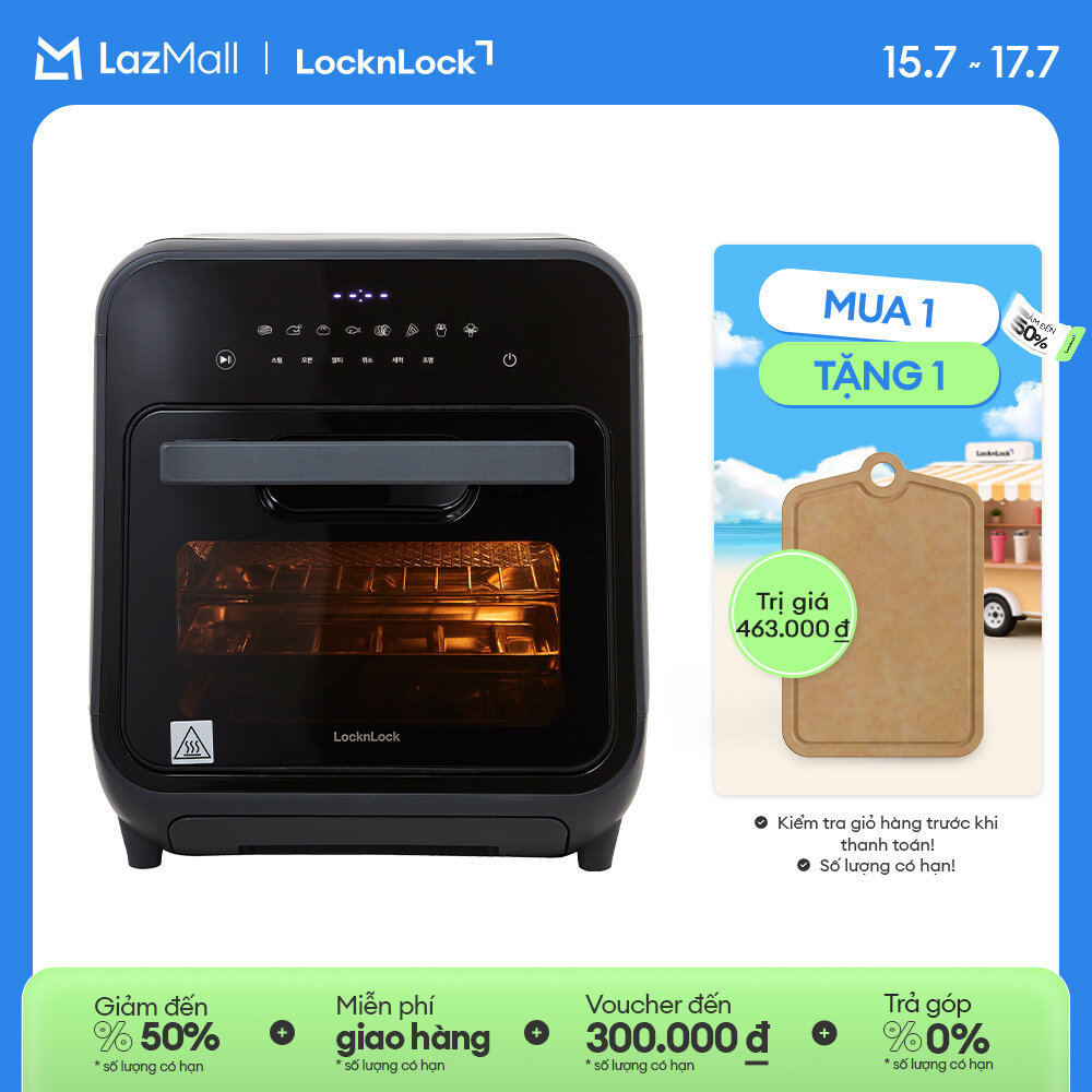 Trả góp 0% - EJF693GRY - Lò nướng chân không kết hợp chức năng hấp LockLock 12.5L- Công nghệ Hơi nước, 8 chế độ nấu - Hàng chính hãng