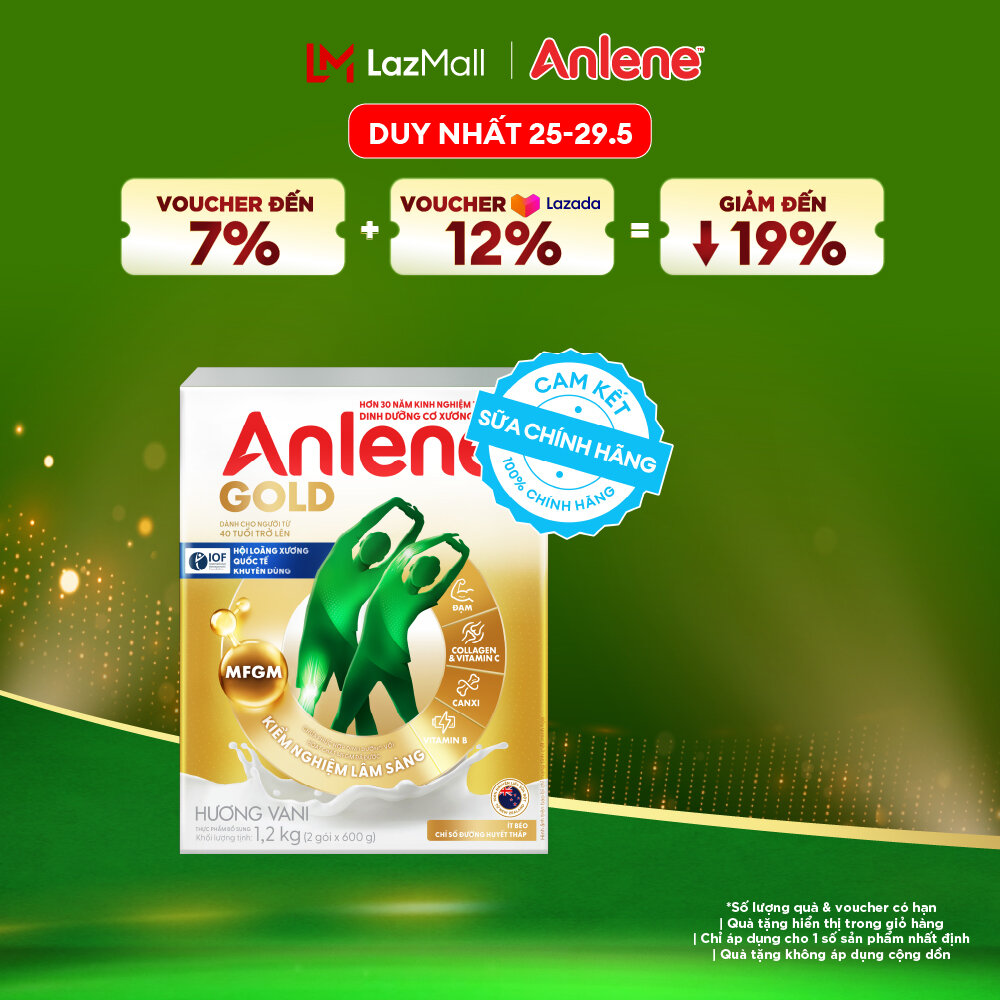 [Voucher giảm đến 26%]Sữa Bột Anlene Gold Hương Vani 1.2Kg