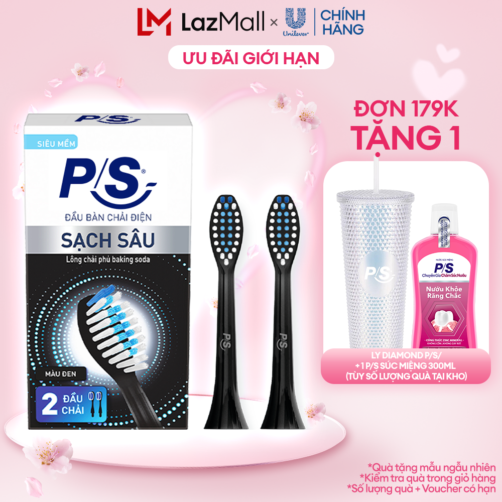 Bộ 2 đầu bàn chải điện P/S S100 Pro - Sạch Sâu Màu Đen