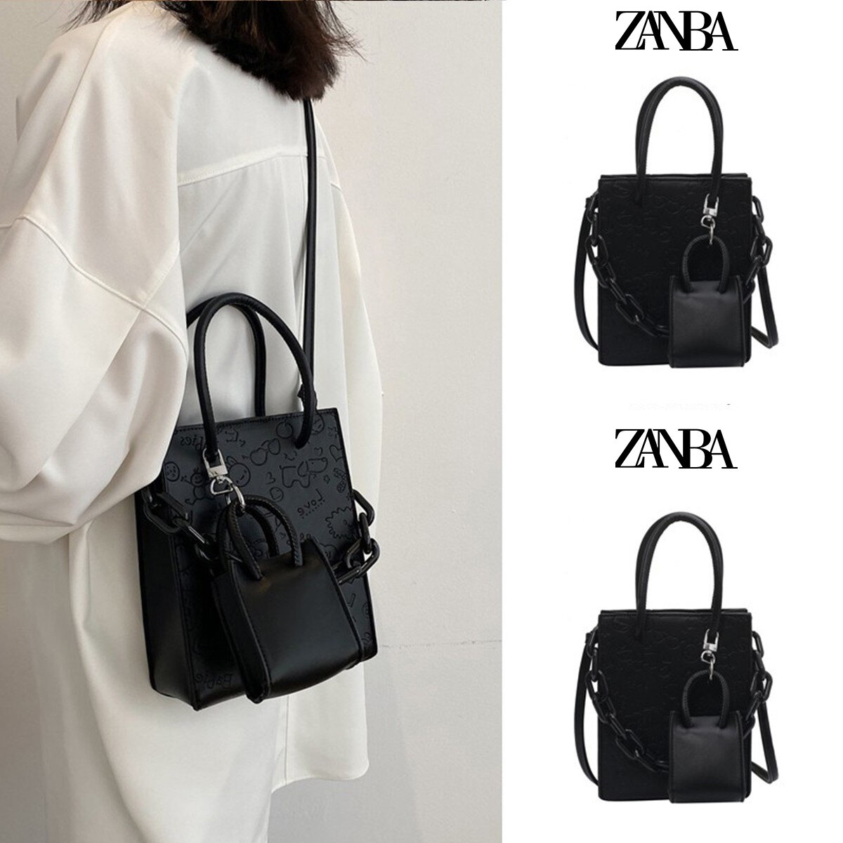 Túi Tote Dung Tích Lớn Màu Đen Cho Nữ Túi Đi Làm Túi Đi Học Túi Đeo Chéo Túi Thường Ngày Túi Đeo Vai Dây Đeo Chéo