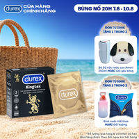 Bao cao su Durex Kingtex ôm sát, bôi trơn, size 49mm, hộp 3 bao