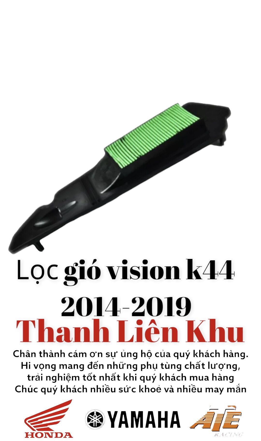 Lọc gió vision k44 mẫu đề từ 2014-2019