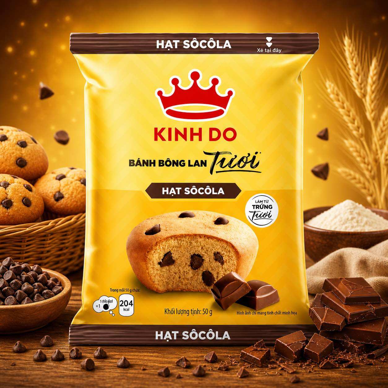 Bánh Mì Kinh Đô Tươi - Bông Lan Hạt Socola