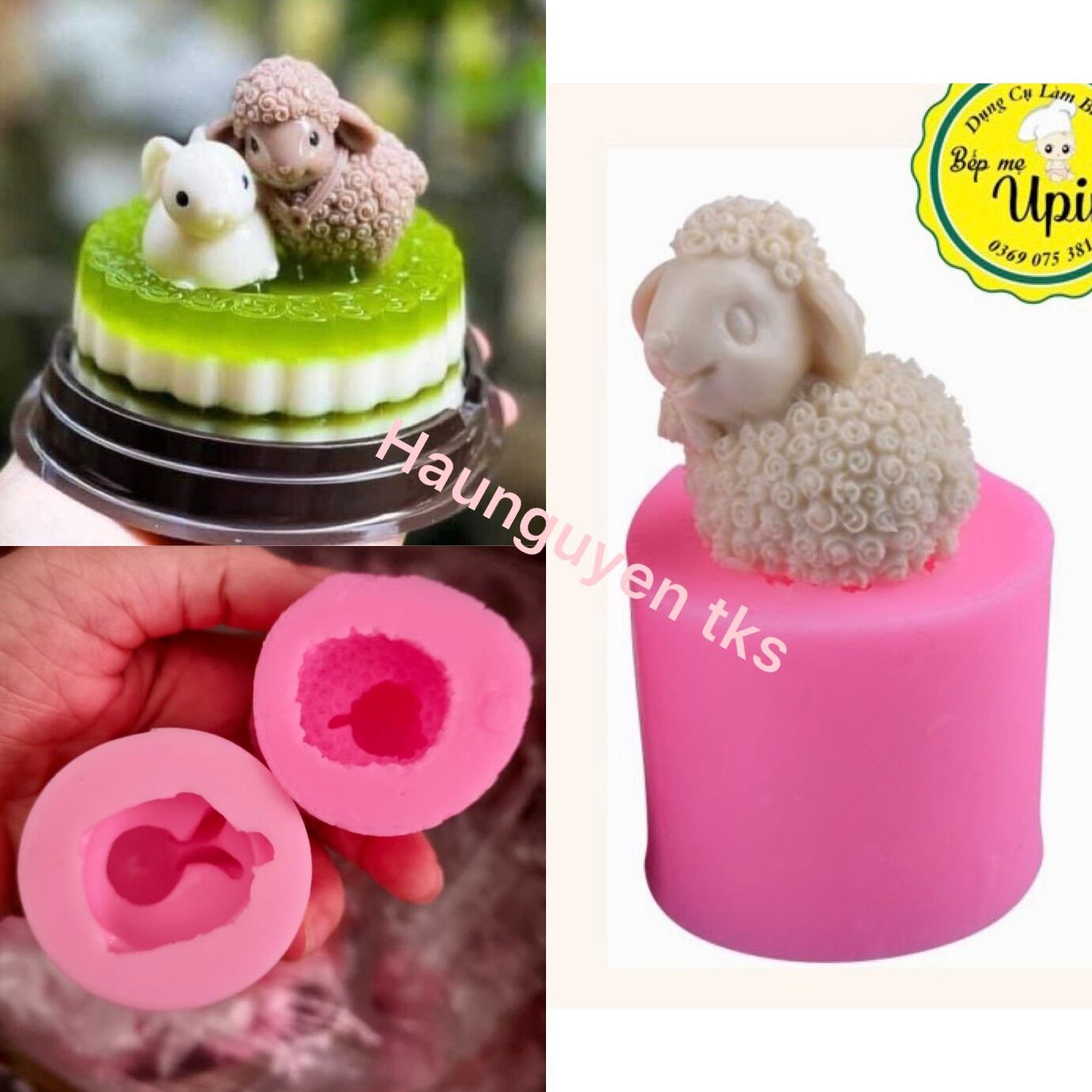 Khuôn silicon 4D hình con cừu siêu dễ thương làm rau câu 4D, bánh kem, bánh sinh nhật, thạch