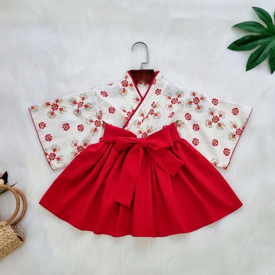 Áo váy kimono cách điệu bé gái