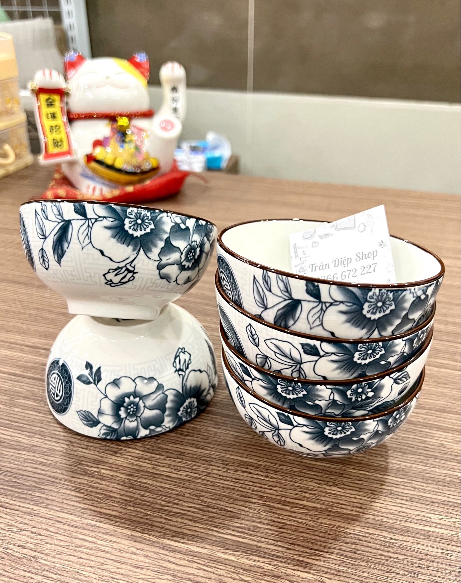 Combo 10 chén sứ hoa văn sang trọng