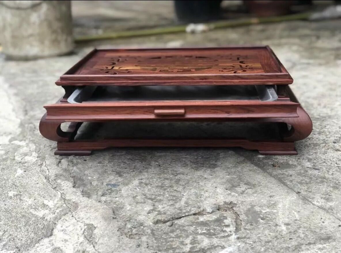 Khay trà gỗ cẩm lai kích thước 47x37x16cm