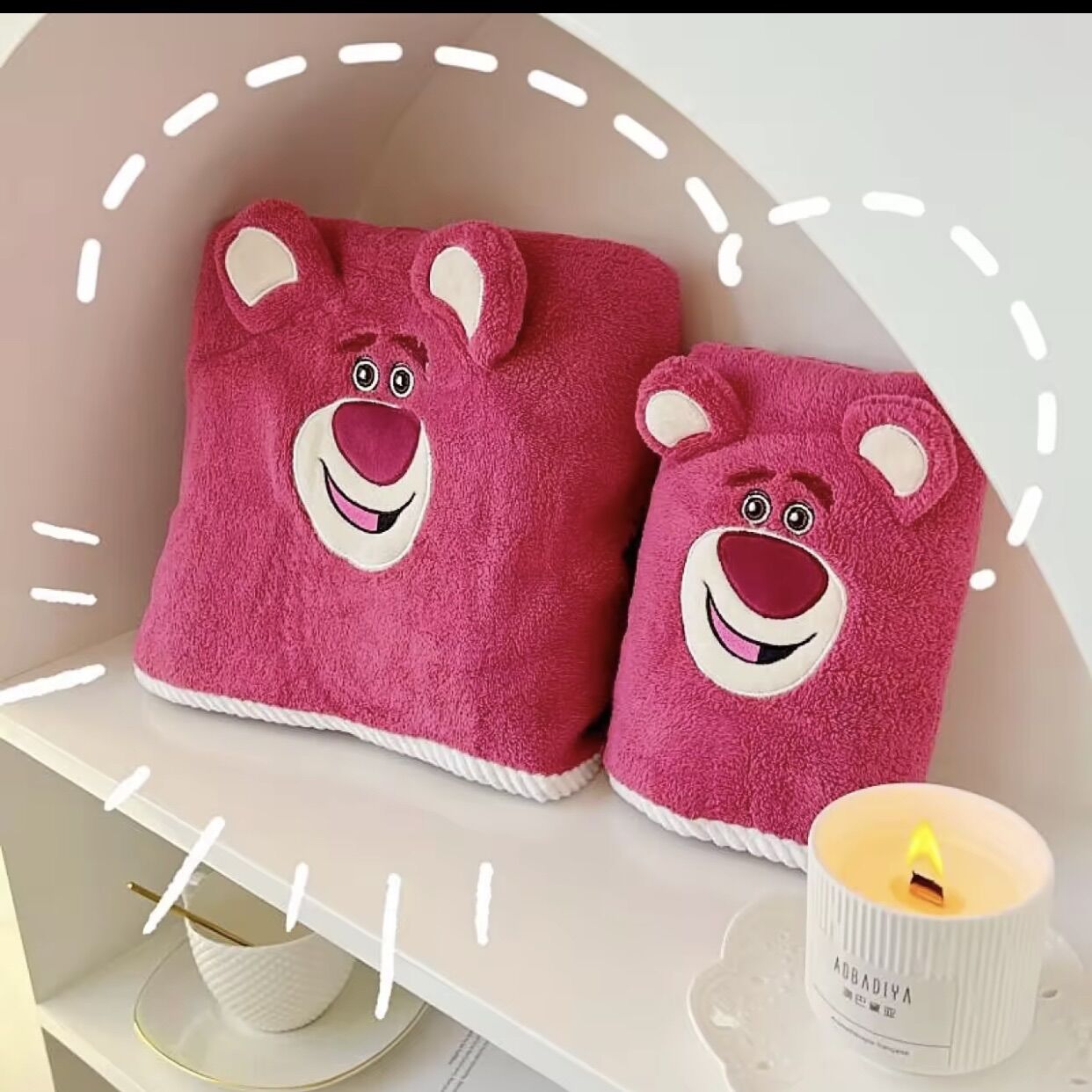 Set khăn tắm khăn mặt gấu dâu lotso