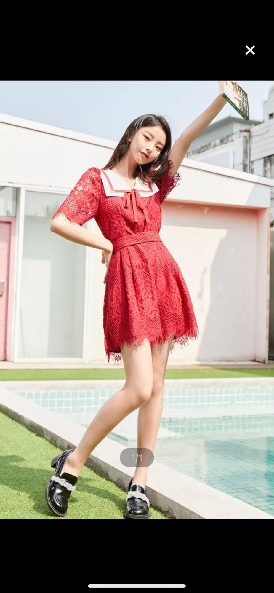 VERO MODA Áo liền quần jumpsuits ren đỏ size S