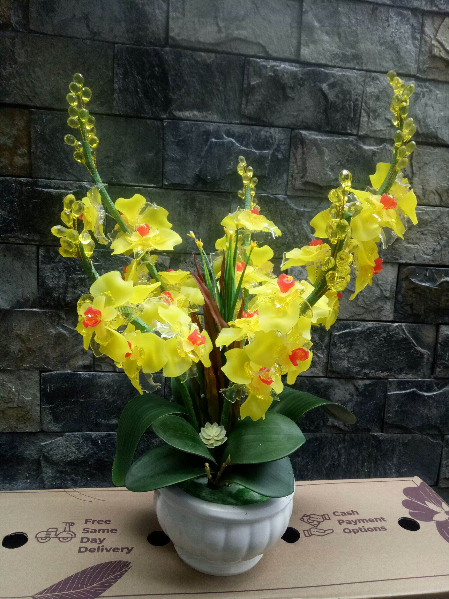 Chậu hoa lan hồ điệp pha lê (56x25x25)