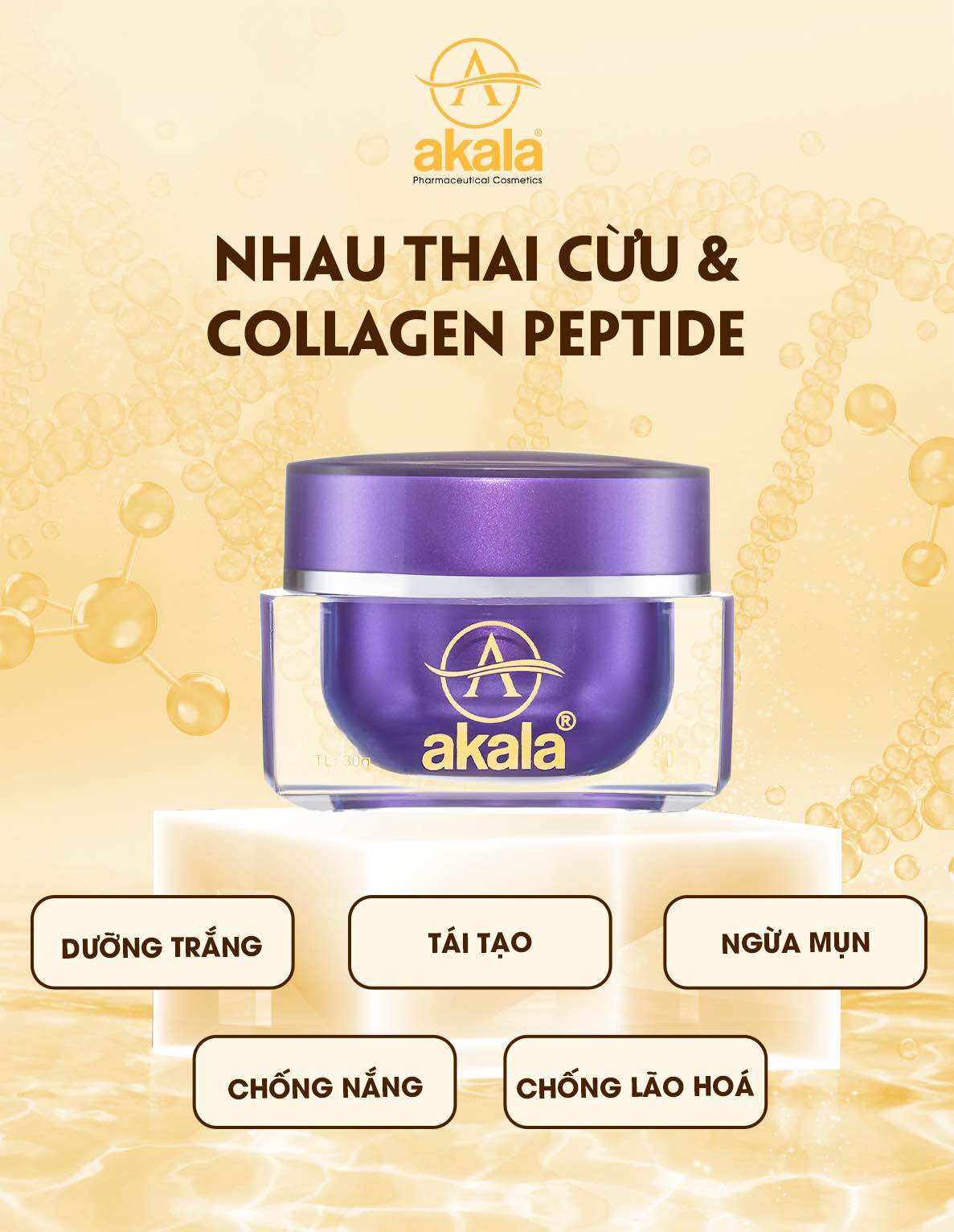 AKALA NHAU THAI CỪU & COLLAGEN PEPTIDE  KEM Dưỡng Trắng - Tái Tạo - Ngừa Mụn - Chống Lão Hóa - Chống