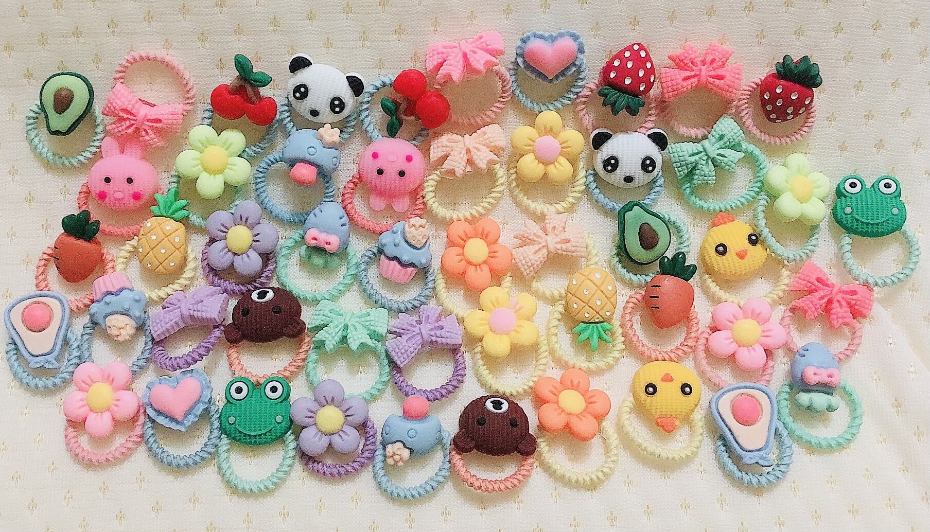 Set 50 dây cột tóc hình thú+trái cây siêu cute cho bé
