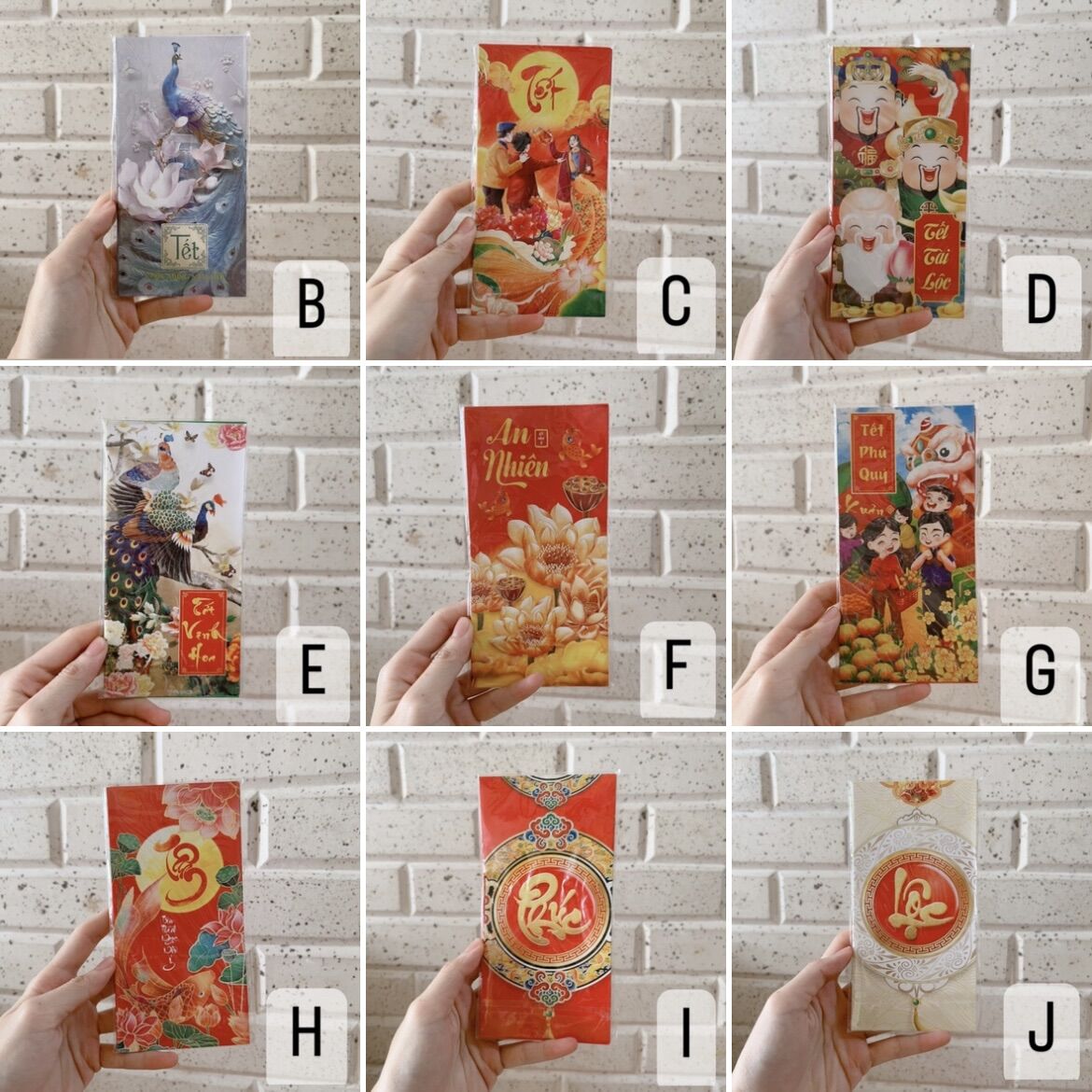 Xấp 6 bao lì xì 2023 (bao dày, nhiều mẫu)