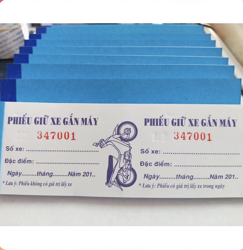 10 cuốn Phiếu giữ xe in sẵn ( Hoã tốc&sẳn kho)
