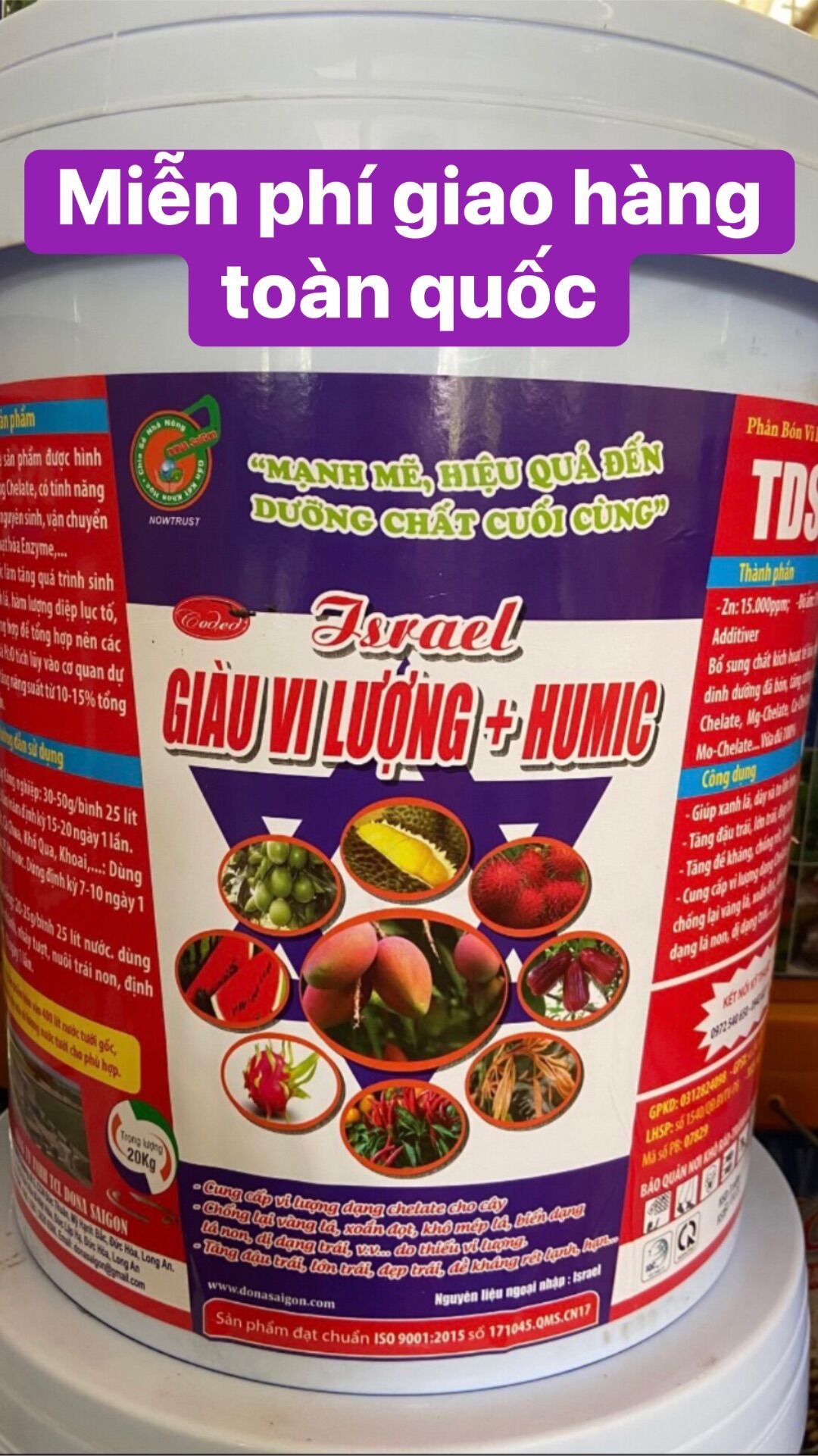 Phân bón GIÀU VI LƯỢNG VÀ HUMIC nhập khẩu từ ISRAEL siêu ra rễ cực mạnh, bổ sung vi lượng thúc lớn trái, mập bông, chống rụng bông trái, phát đọt cực mạnh, lá xanh dày, bóng lá, phục hồi cây sau thu hoạch, cây suy yếu