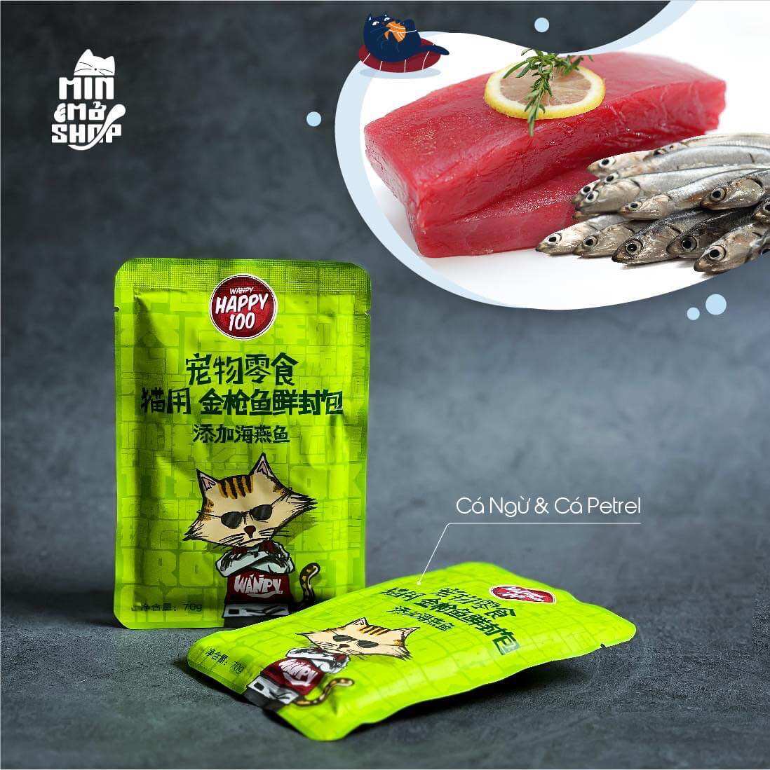 (Combo 10-20-30)Pate Wanpy Happy 100 cho mèo gói 70g