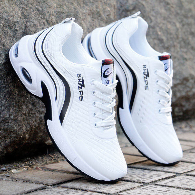 Giày Tăng Chiều Cao Giày Chạy Bộ Chống Thấm Nước Bề Mặt Da Mẫu Mới Mùa Thu 2022 Cho Nam Giày Thường Ngày Thể Thao Nam Đệm Khí Màu Trắng
