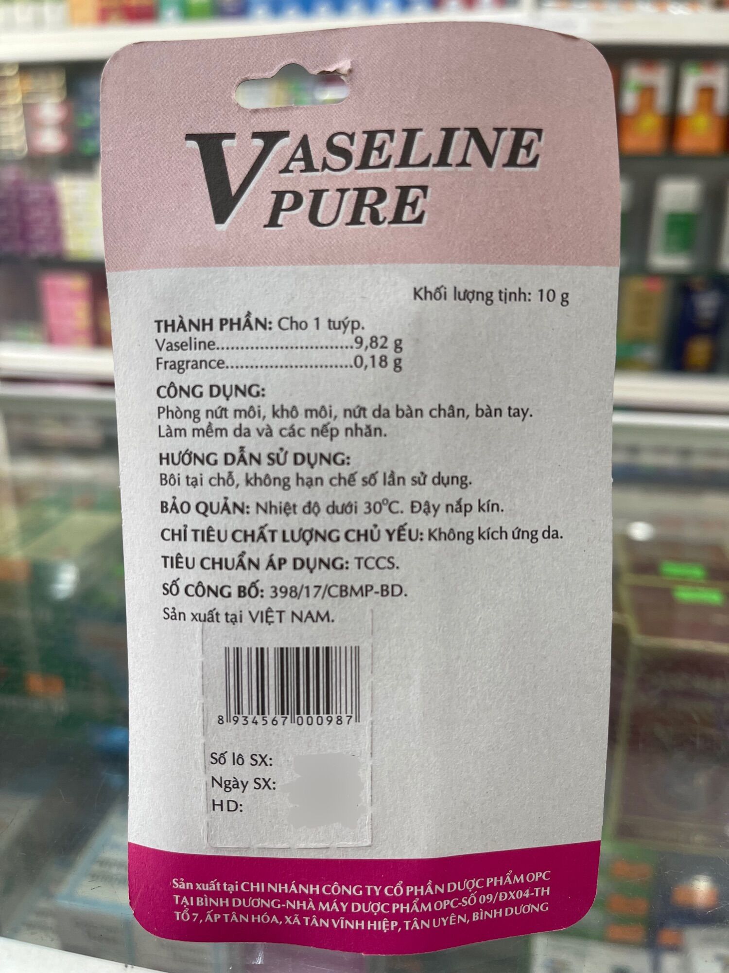 Vaseline Pure - OPC - 10gram/tube