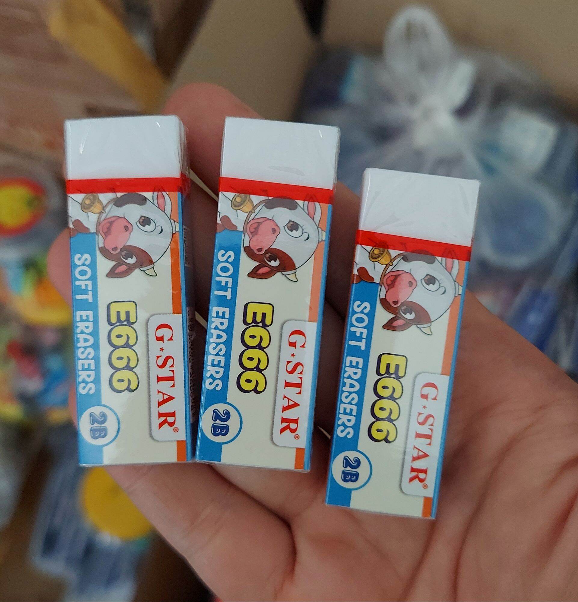Set 5 gôm bút chì e666 trắng hoặc đen
