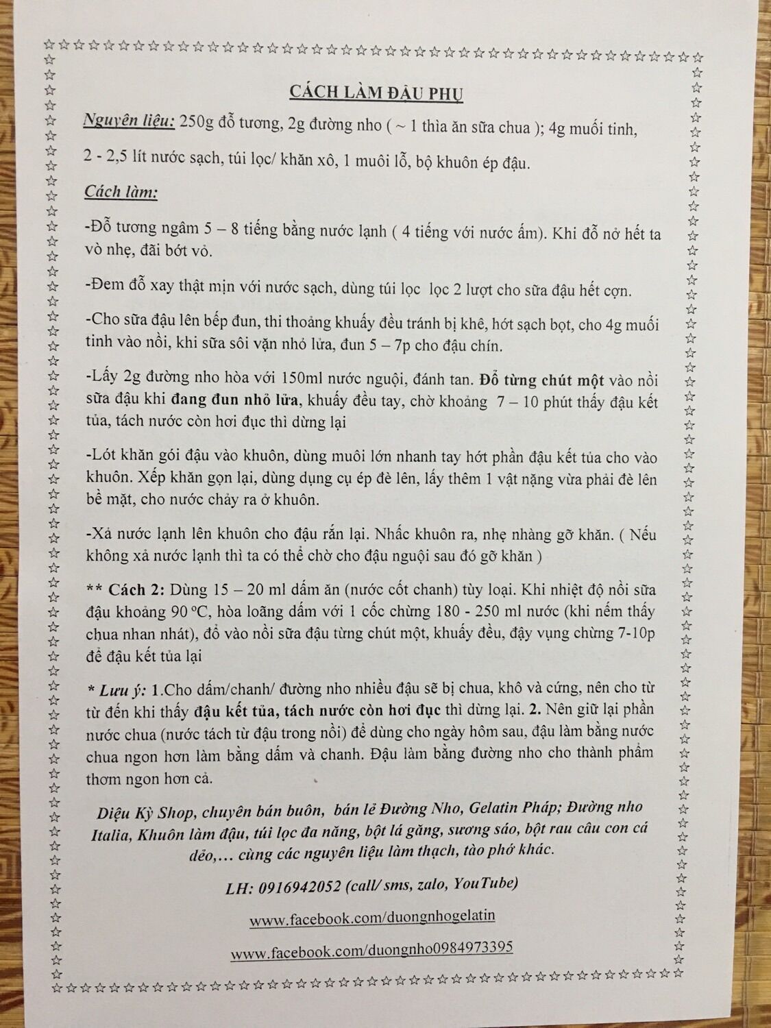 Khuôn làm đậu phụ, đậu hũ dài ( kèm khăn)