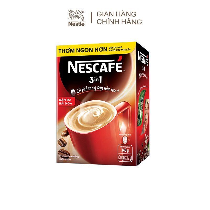Nescafe 3 in 1 đậm đà hộp 20 gói