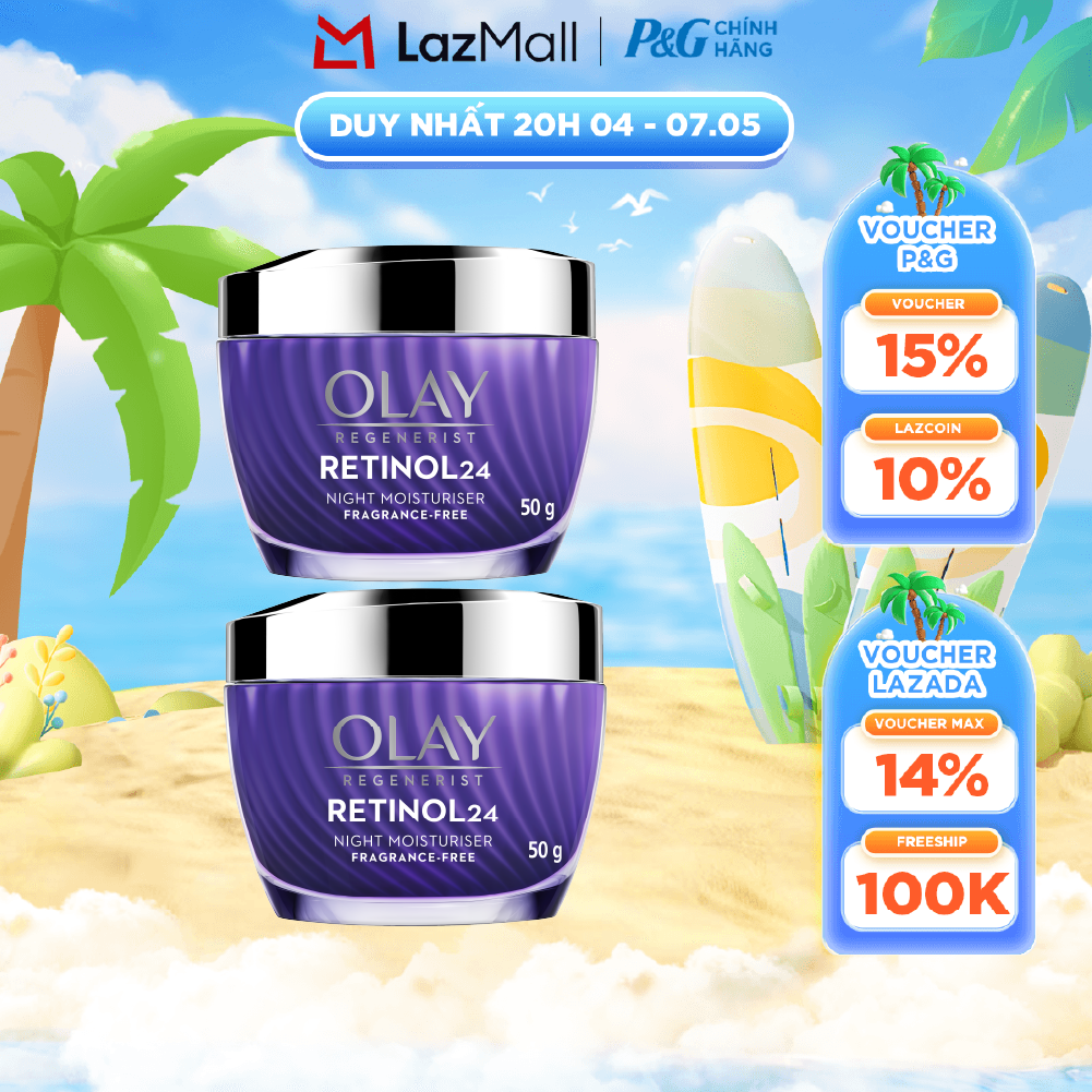 Combo 2 Kem Dưỡng Ban Đêm OLAY RETINOL24 Giúp Giữ Nét Tươi Trẻ Cho Da  Mờ Nếp Nhăn Hũ 50G
