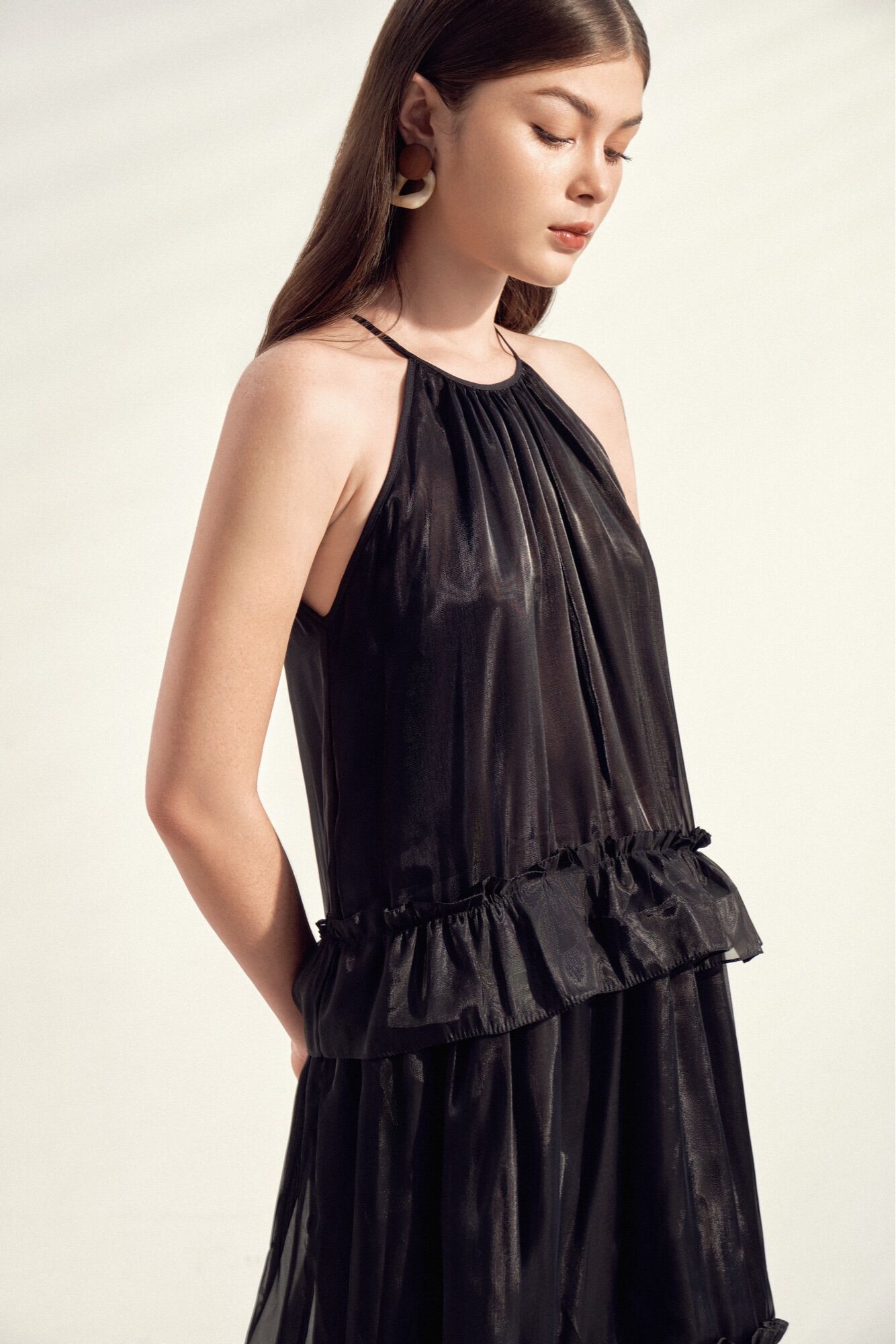 SAP-Đầm organza dáng dài bồng