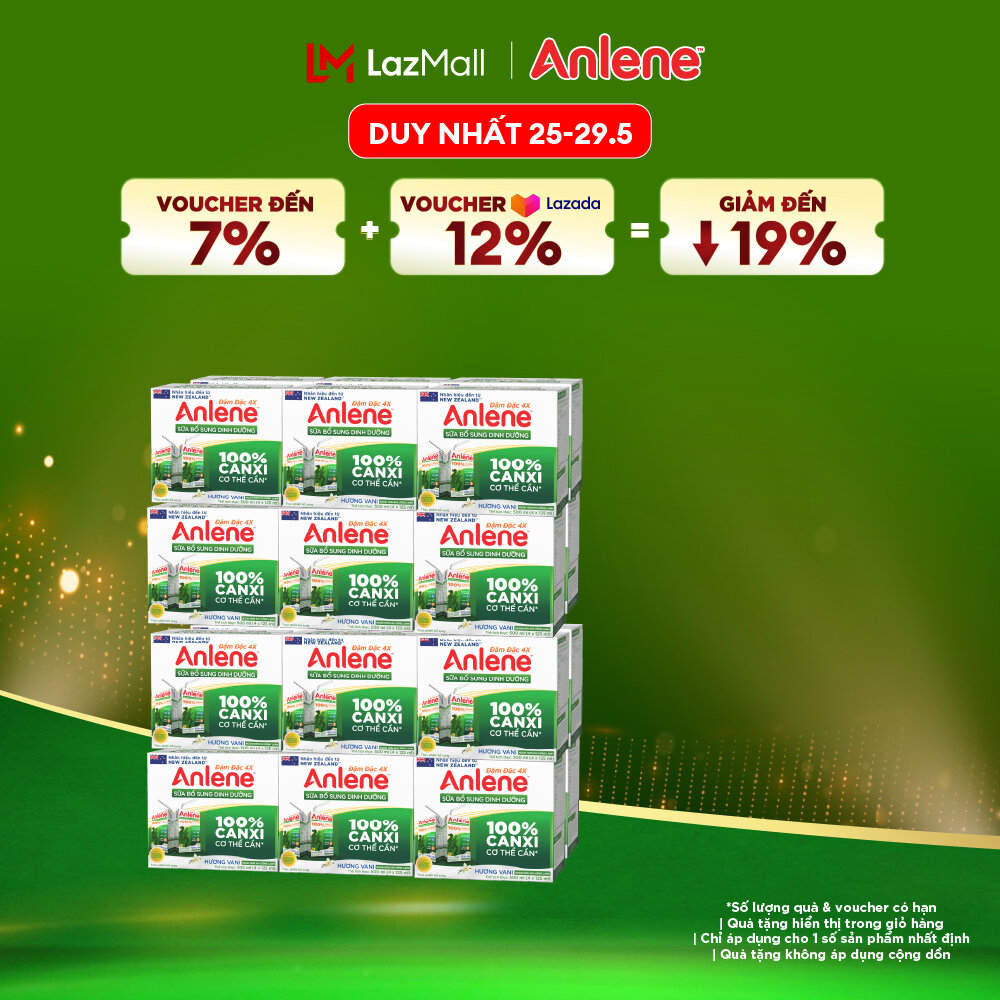 [Voucher giảm đến 26%]Combo 2 Thùng Sữa Nước Anlene Hương Vani Đậm Đặc Ít Béo 110Ml