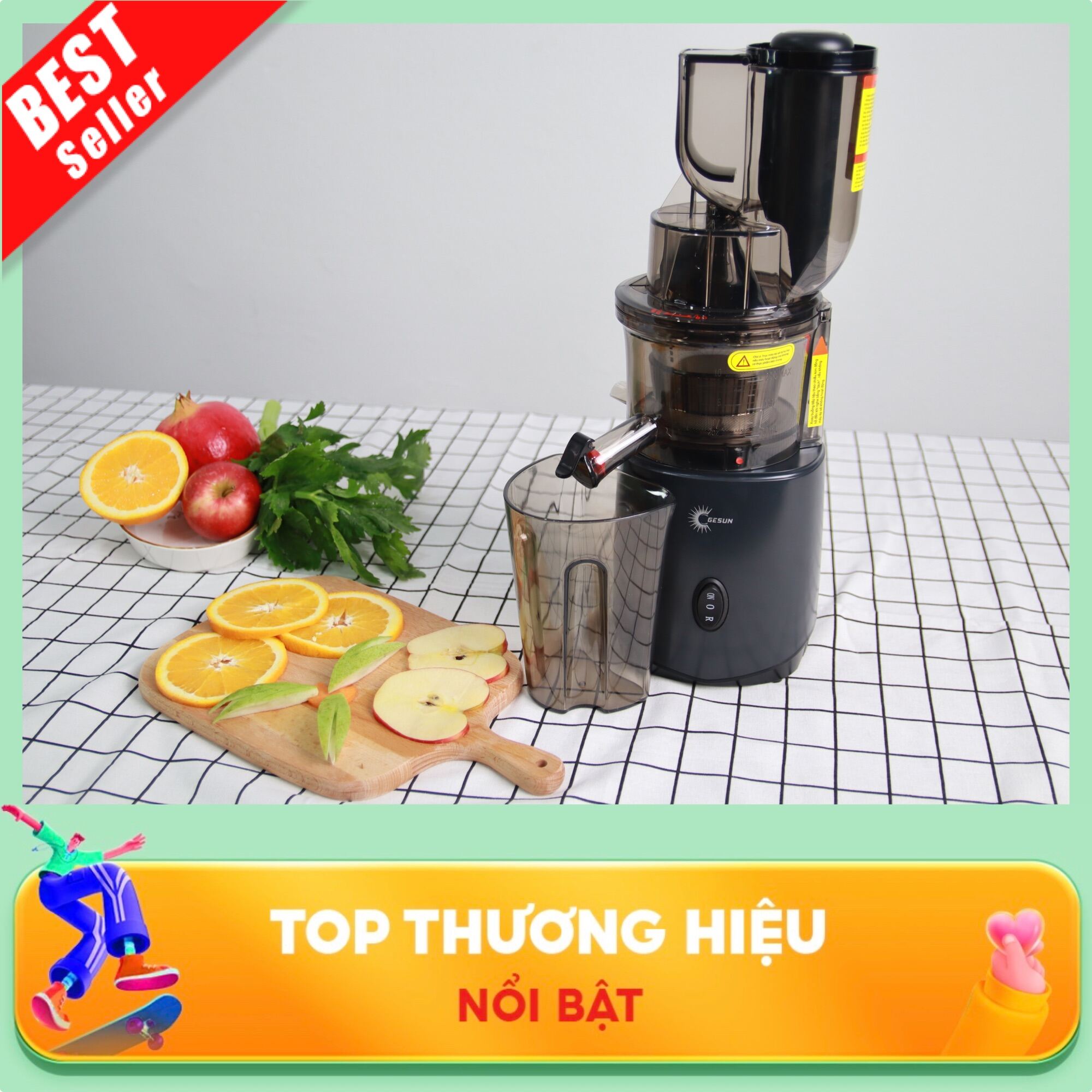 Giá bán Máy ép chậm cao cấp GeSun G500, ép chậm trái cây rau củ hoa quả mà không làm mất đi giá trị dinh dưỡng của hoa quả. Công nghệ Đức bảo hành 24 tháng