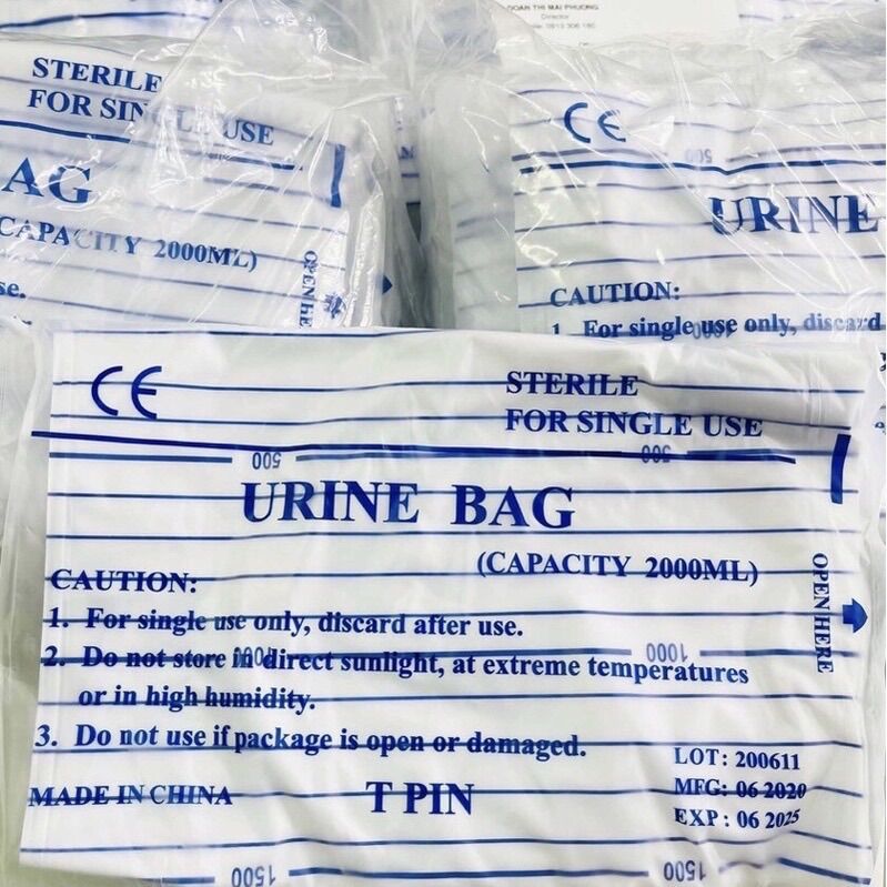 Túi đựng nước tiểu van ngang - Bịch 10 chiếc