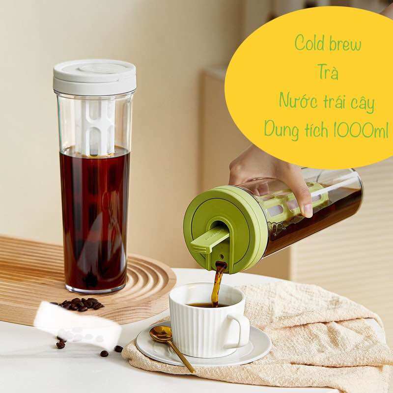 (Sẵn hàng)  Bình pha cafe cold brew, bình ủ trà, cafe dung tích 1L