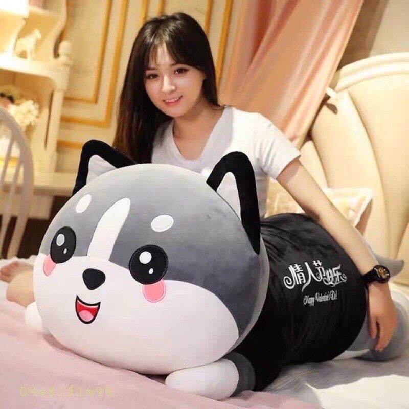 Gấu Bông Mèo Husky cute Khổng Lồ,Thú Nhồi Bông Mèo Husky Chất Vải Co Giãn 4 chiều Mềm Mịn Dễ Thương